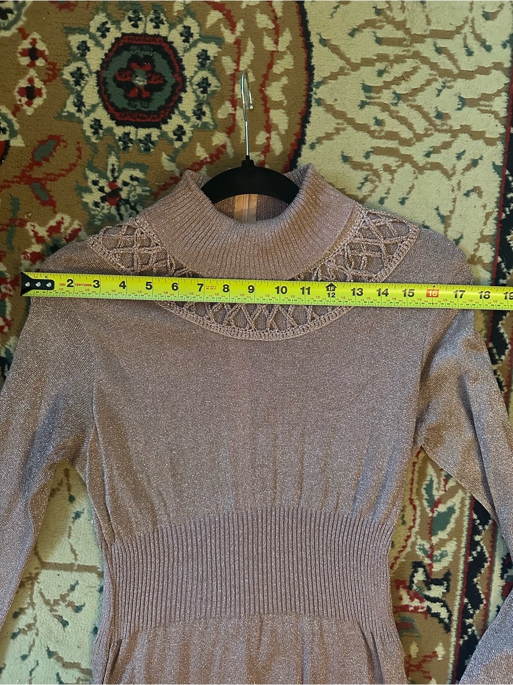 Vintage Long Sleeve Turtleneck Maxi Dress in Metallic Rose Brown - Picture 6 of 10